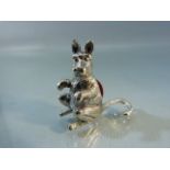 Hallmarked silver pin cushion in the form of a Kangeroo 'Sterling'