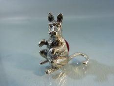 Hallmarked silver pin cushion in the form of a Kangeroo 'Sterling'