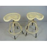 Pair of White painted tractor seat stools