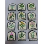 Cast iron 12 piece Herb sign set