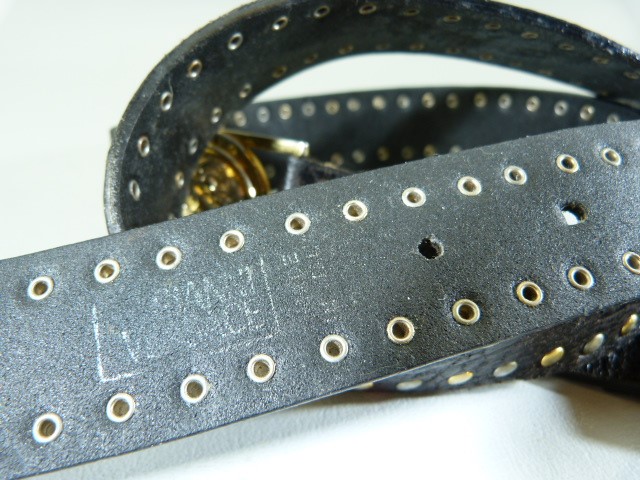 Rare early 90s Versace belt, black leather with gold and silver studs and medusa head buckles. - Image 9 of 9