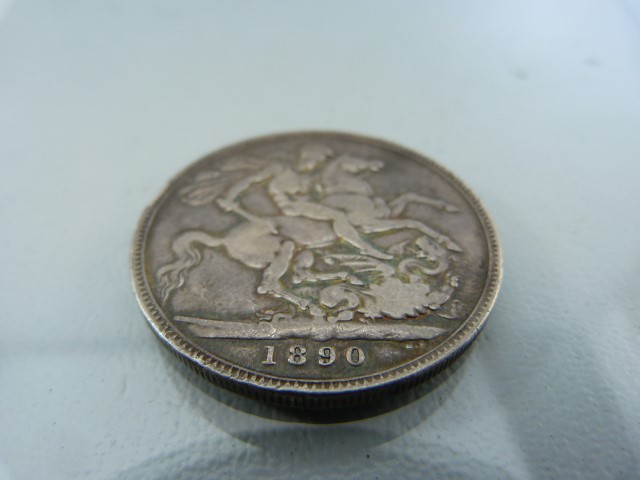 Five Coins: Napoleon III 5 franc 1867; Victoria Crown 1890; Britannia 1736; George IV 1826 and a - Image 7 of 9