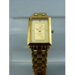 Swiss Bank Corporation Wrist watch 5ml Gold plated. The Dial set with fine gold bar 999.9.