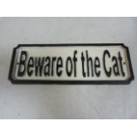Cast iron plaque 'Beware of the Cat'