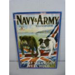 Large metal 'Navy and Army' sign.