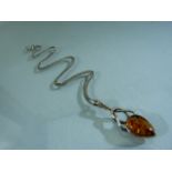 Art Nouveau amber set necklace on silver chain