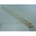 9ct Gold hollow graduated Figaro Necklace. Approx: 4.5mm at its widest narrowing to approx: 2.3mm at