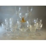 Collection of antique glasswares - to include etched glasses and a part suite.