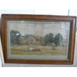 Antique Watercolour of Cattle in field upon a hillside. Signature indistinct W Isbell? Mounted in