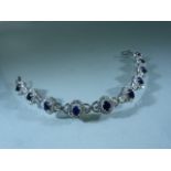 Silver (925) CZ and Sapphire panelled bracelet.