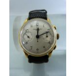 Vacheron and Constantin Chronograph wristwatch set with 18ct yellow gold face. With manual wind