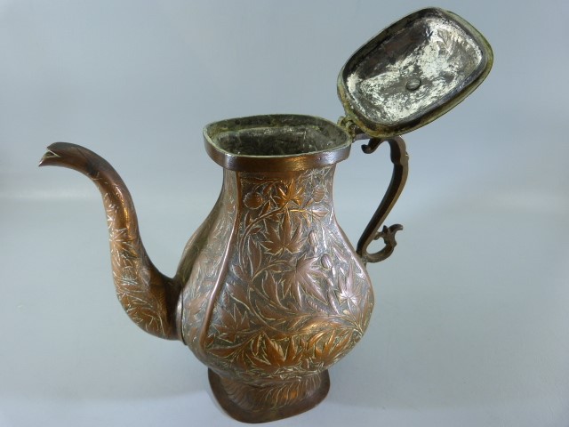 Brass and copper Teapot - possibly oriental with Acanthus leaf decoration - Image 6 of 11