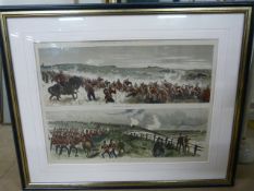 Aquatint of 'The Volunteer Review at Portsmouth' framed and glazed