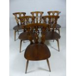 Set of six darkwood Ercol chairs