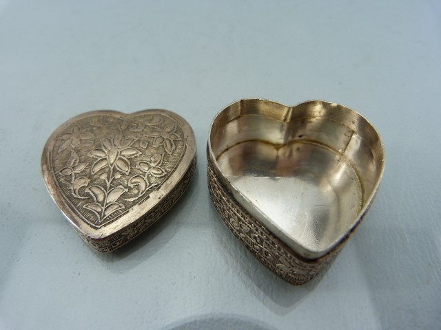 Small continental hallmarked silver box, mustard spoon and a small brooch/money clip - Image 3 of 7