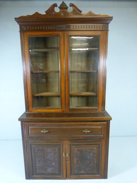 Mahogany Secretaire with glazed bookcase over