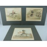 Henry Alken - Set of three Hand Coloured Aquatints - To include The Down Leap Done, Doing the