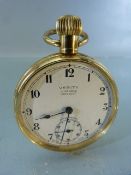 Boxed pocket watch by Verity. 17 jewels INCABLOC in gold coloured case