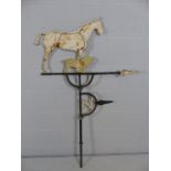 19th Century painted metal Weather vane in the form of a Standing horse with hound at foot.