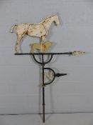19th Century painted metal Weather vane in the form of a Standing horse with hound at foot.
