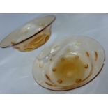 Webb Glassware - a Pair of Amber coloured glass bowls