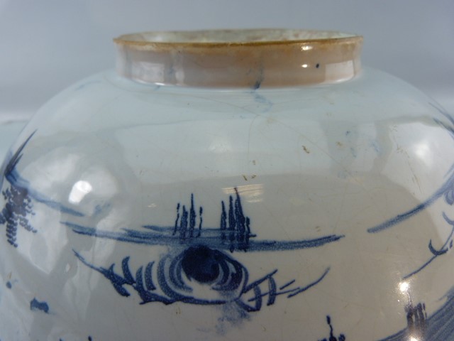 George III Delft bowl - in blue and white. Small hairline to inner bowl and nibbles to base - Image 11 of 11