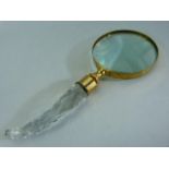 Brass bound and glass handled magnifying glass
