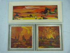 George Deakin Oils - Set of three sunset oils