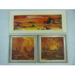 George Deakin Oils - Set of three sunset oils