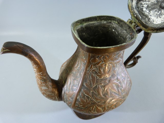 Brass and copper Teapot - possibly oriental with Acanthus leaf decoration - Image 7 of 11