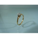 Ladies 9ct Gold Hallmarked ring with single set diamond in an illusion setting