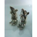 Continental hallmarked Silver (800) condiments in the form of mice. Approx weight - 77.4g