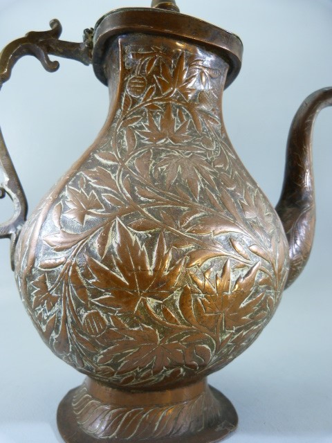 Brass and copper Teapot - possibly oriental with Acanthus leaf decoration - Image 2 of 11