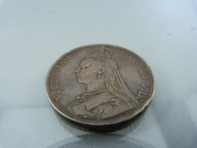 Five Coins: Napoleon III 5 franc 1867; Victoria Crown 1890; Britannia 1736; George IV 1826 and a - Image 6 of 9