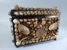 Regency Seaside Teacaddy - few shells missing.Raised on brass feet.