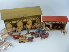 Erzgebirge - Noah's Ark with animals and also along with a collection of Erzegebirge carts. Paper