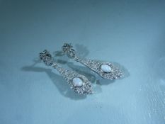 Opal and CZ set 925 drop earrings