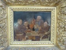 Eduard Grutzner - Pair of Gilt framed paintings depicting Monks drinking, Signed 1 top left in black