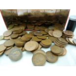 Large selection of Pennys, Half Pennys, Three Pence, Two Shillings and a few foreign coinage