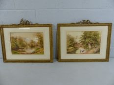 Bonomi Warren - Dated 1914. A Pair of watercolours in framed depicting river scenes. One with