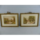 Bonomi Warren - Dated 1914. A Pair of watercolours in framed depicting river scenes. One with