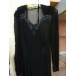 Vintage C.1920/30's crepe sheer evening wear gown with jet and Haematite beading in a floral design