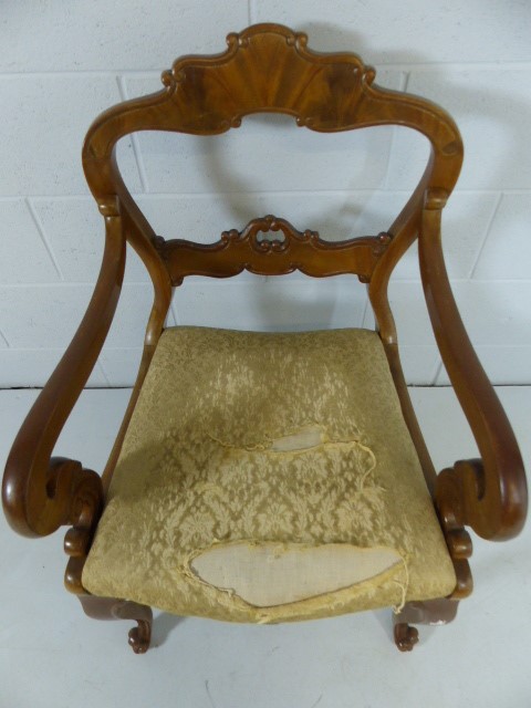 Continental possibly Danish armchair on scroll feet with seat in need of restoration - Bild 3 aus 4