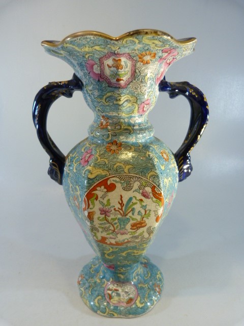 Verde ground oriental style English vase - missing cover, French style green ground vase and a - Image 9 of 9