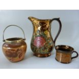 Victorian Lustre Pottery to include two bulbous jug, sugar bowl etc