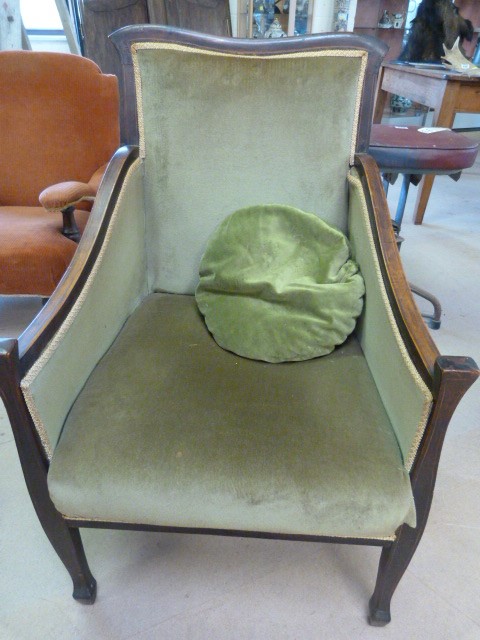 Antique Mahogany framed closed arm elbow Tub Chair