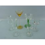 Georgian and Victorian drinking glasses - to include an Amber bowled and footed small drinking glass
