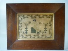 Regency c.1826 needlework of Flora - Goddess of Flowers mounted in Mahogany frame