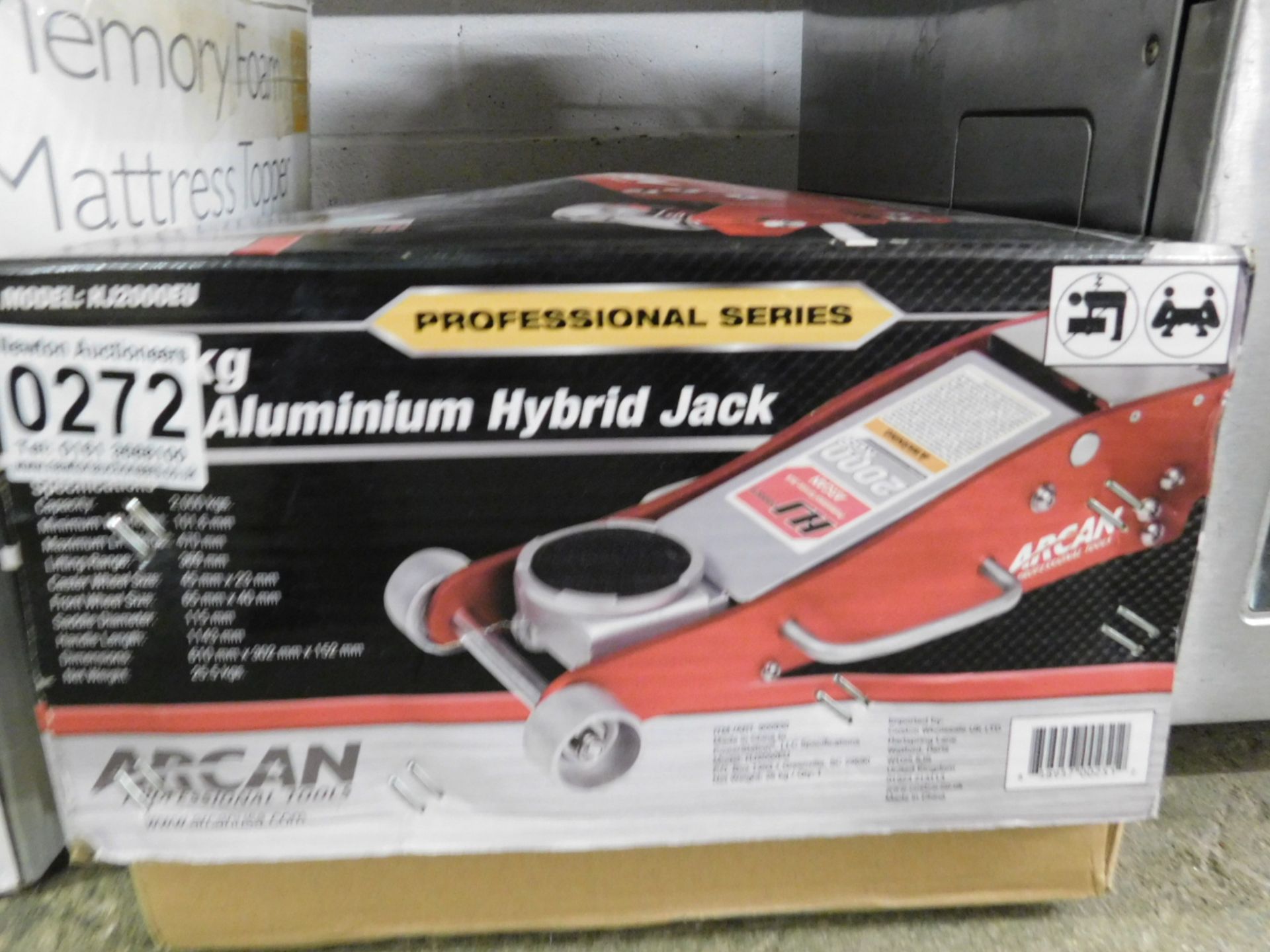 1 BOXED ARCAN 2TON ALUMINIUM HYBRID TROLLEY FLOOR JACK RRP £199.99