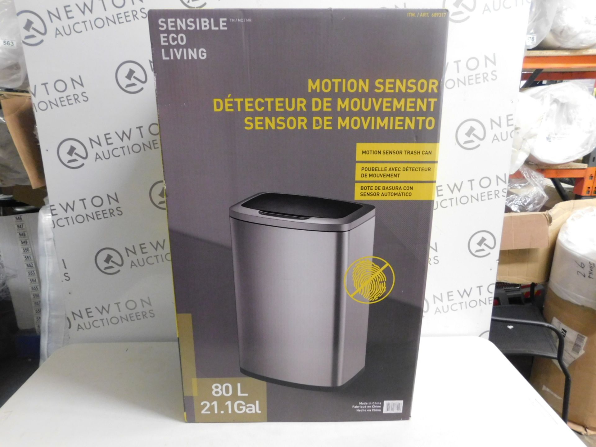 1 BOXED SENSIBLE ECO LIVING MOTION SENSOR 80L TRASH CAN RRP £149.99